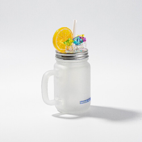 Glass, frosted, sublimation Mason Jar mug - lemon