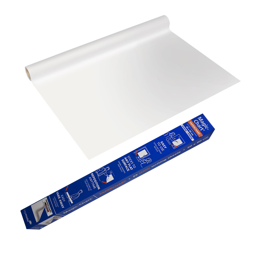 Magic Chart paperchart - self-adhesive flipchart film with marker Brand: Dimension: 60 x 80 cm Type: Quantity sheets: 25