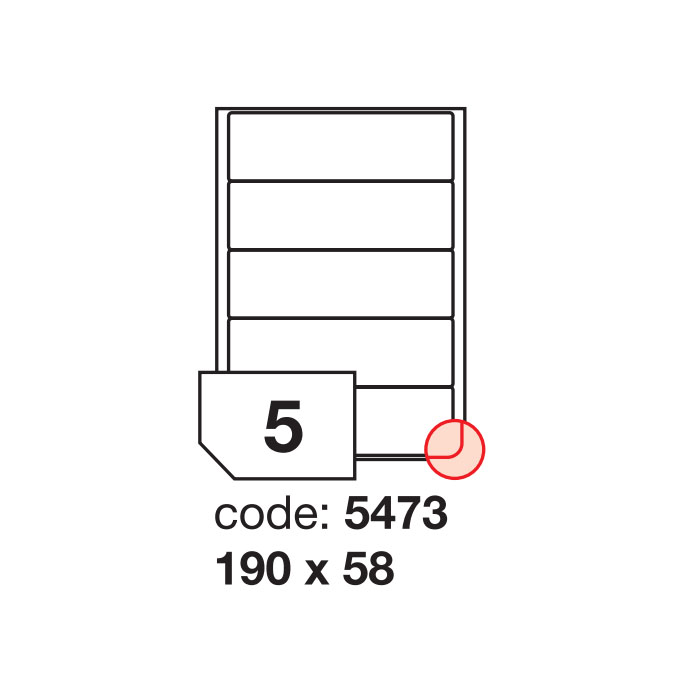 Self-adhesive polyester film labels for laser printers and copiers - 5 labels on a sheet